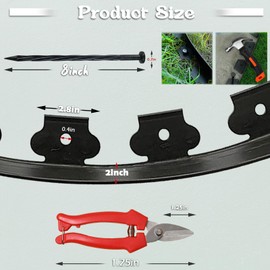 60 ft Fence Edging for Landscaping Include Garden Pruning Scissors,60 Spikes,60 ft Lawn Edging Edging for Landscaping Edging and Garden Edging and Garden Border and Flower Bed Edging (Black-60ft)