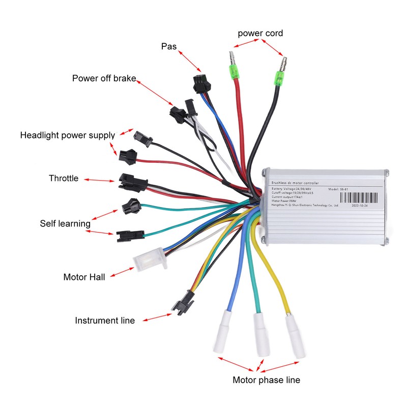 24V 36V 48V 350W Motor Controller with LCD Panel with
