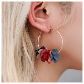 Yheakne Vintage Baumwolle Blume Ohrringe Hohlen Kreis Tropfen Ohrringe Runden Reifen Ohrringe Gold Geometrische Blütenblatt Ohrringe Für Frauen Und Mädchen