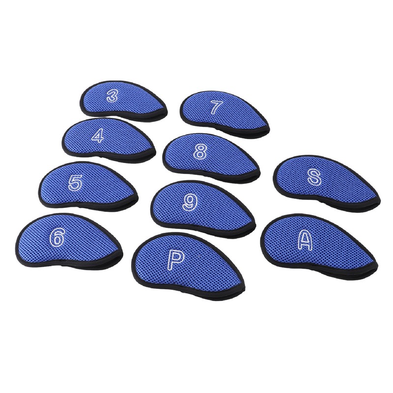 10pcs Golf Club Head Cover Breathable Nylon Mesh Soft Lining