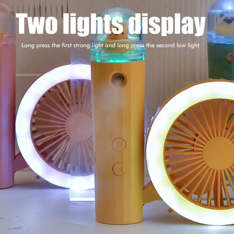 Portable Handheld Fan Mini Pocket Fan with Humidifier Nightlight Rechargeable