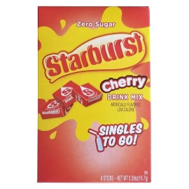The Jel Sert Company Starburst Zero Sugar Cherry Flavored Drink Mix, 6 packets, 16.7g/0.6 oz. Box