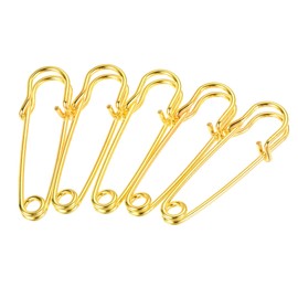MECCANIXITY Safety Pins 1.77 Inch Large Metal Sewing Pins for Blankets Crafts Brooch Making Gold Tone 15Pcs
