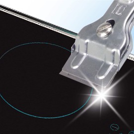 Scanpart 1100000017 Ceramic Glass Scraper for Cleaning Cooking Surface/Ergonomically Designed Handle with Suspension Function/Silver