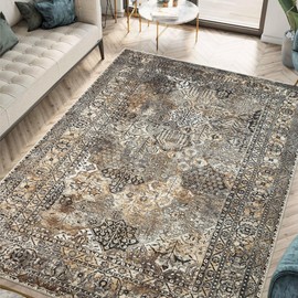 Keen Home Design Machine Washable Area Rugs with Non-Slip Backing, Ideal for Hallway, Living Room, Bedroom, Kitchen and Laundry Room, Vintage Moroccan and Low Pile Rug - (6' x 9')