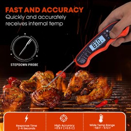 Trendy Zone 21 Digital Meat Thermometer - UltraFast Cooking, Grill & BBQ | Waterproof Thermometer|Backlit Display & Calibration, Instant Read for Accurate Temperature with Foldable Probe