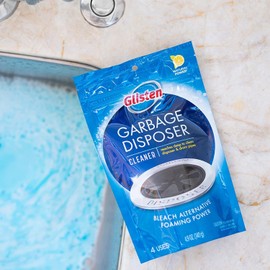 Glisten Garbage Disposer Cleaner and Freshener with Foaming Action, Helps Remove Buildup in Drains, Lemon Scent, 16 Packets