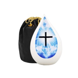 Urns of Dignity Everlasting Teardrop Cremation URNS,URN for Human Ashes, Adult URN for Funeral, Burial, Columbarium or Home, Cremation Urns for Human Ashes Adult (White Cross, Adult)