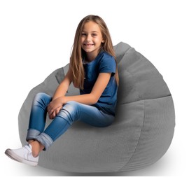 Dafftos Stuffed Animal Storage Bean Bag Chair Corduroy Toy Cover Organize Plush Toys and Textiles Perfect Ultra Soft Sack Bean Bag for Kids and Teens (No Filler) Gray