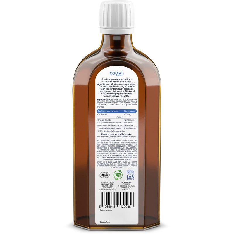 OSAVI Osavi Norwegian Cod Liver Oil 1000 mg Omega 3