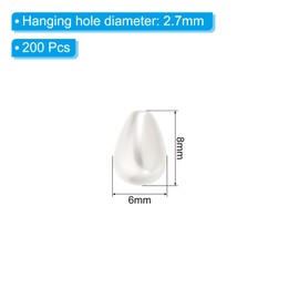 PATIKIL 6x3mm Pearl Charm, 200Pcs Pearl Beads Teardrop Faux Pearl Pendant Charm Bulk Imitation for Jewelry Making Bracelets Earrings Necklace Wedding Decorations Dress, White