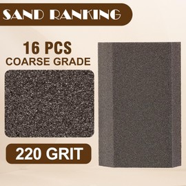 220 Grit Angled Sanding Blocks, Jamiikury Sponge Sand Block Washable and Reusable, Wet & Dry Sandpaper Block for Wood Metal Drywall and Furniture Paint - Pack of 16