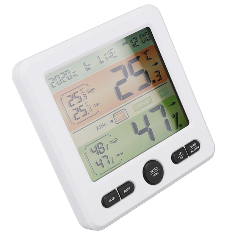 Indoor Thermometer Digital Color Screen Alarm Temperature Humidity Monitor Bedside
