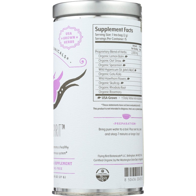 FLYING BIRD BOTANICALS Tea, Peaceful Spirit, 15 CT