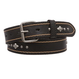 Full Grain Leather Studded Roller Buckle Belt – 1.5" Wide Snap-On, Black | 40"