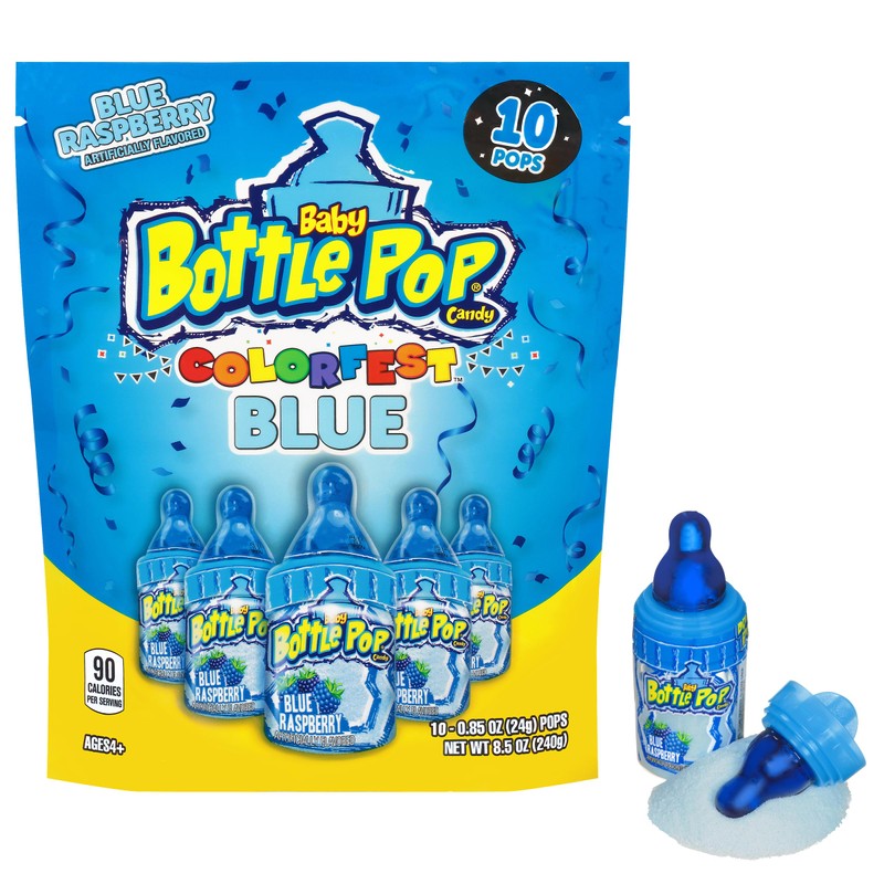 Baby Bottle Pop Candy Blue Lollipops, 10 Ct Bulk Lollipops