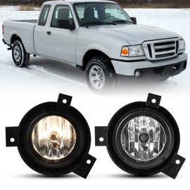 ROXX Driving Fog Lights Lamps Replacement for 2001 2002 2003 Ford Ranger with H10 12V 42W Halogen Bulbs & Wiring Harness Kit (Clear Lens)