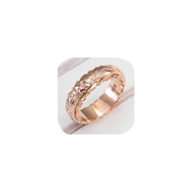 ZDIFDIC Rose Gold Plated 925 Sterling Silver Hawaiian Princess Plumeria Flower Scroll Promise Ring Stackable Wedding Engagement Band Engraved Rose Flower Ring for Women(Rose Gold 6#), KE-RS22-JS06