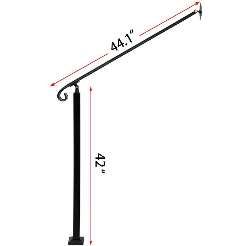 Zwinz Adjustable Handrail 1-3 Step, Wall&Floor Mounted Wrought Iron Handrails,