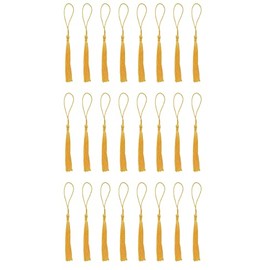 SOWAKA 30 Pcs Mini Tassels Soft Flossy Multi Purpose Bookmark Tassels with Loop for DIY Crafting Project Earring Jewelry Making Souvenir Graduation Clothing Sewing Gift Tags (Bright Gold)