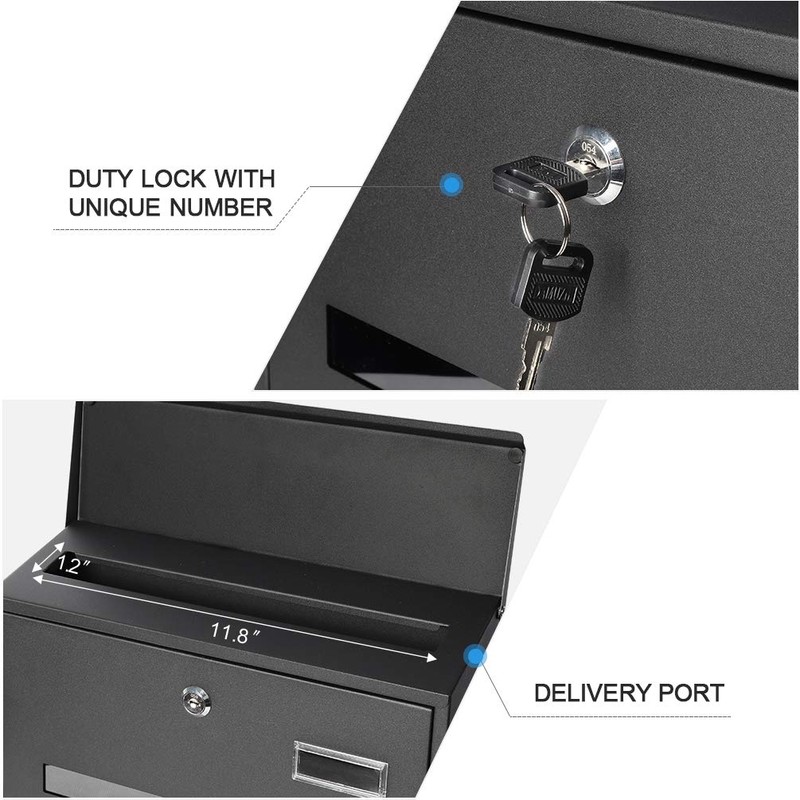 Locking Mailbox Wall Mounted Vertical mailboxes with Key Lock Large