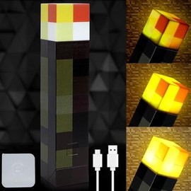 Torch Lamp with Wall Mountable - 3 Lighting Levels LED Night Light, USB Rechargeable for Nightstand Torch Light, Costume Cosplay Nightlight, Kid's Birthday Party Living Room Bedroom Decorations