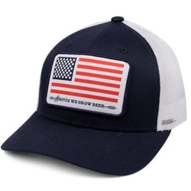 Rural Cloth America We Grow Beer Adjustable Snapback Hats (US, Alpha, One Size, Bottle Cap - Navy/White)
