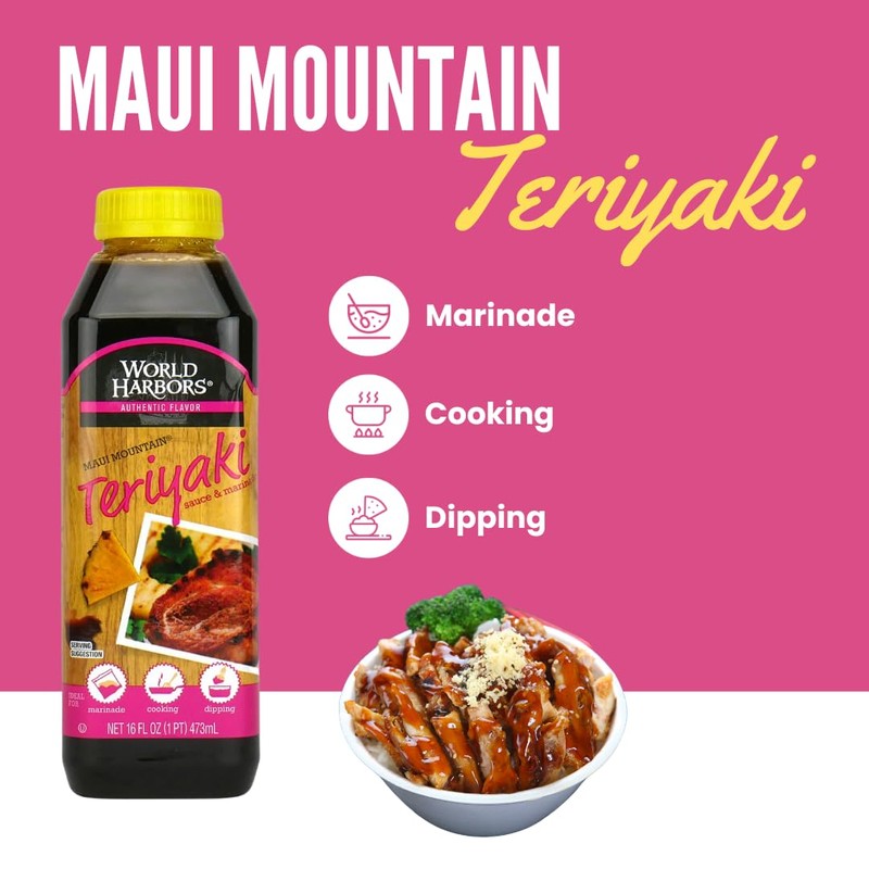 World Harbors Maui Mountain Teriyaki Sauce & Marinade Perfect for