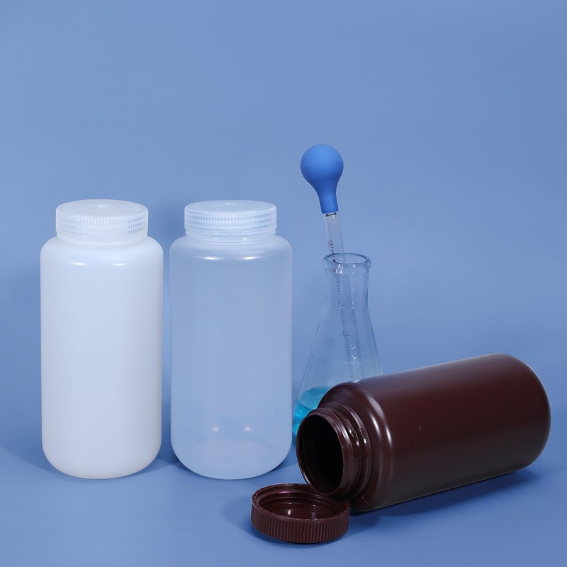 UMETASS Wide Mouth Plastic Bottle Laboratory Test Bottle Sealed Leakproof