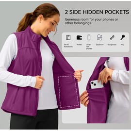 Soothfeel Women's Vest with Zipper Pocekts Lightweight Softshell Sleeveless Jacket Hiking Travel Golf Running Vest for Women (Hot Pink, XL)