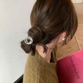 Fuyunohi Hair Rubber for Adults, Stylish, Hair Accessories, Non-marking Hair Band, Set of 2, Gold, Simple, Hair Accessories, Silver, For Adults, Stylish, Korean Accessories, Buns, Stylish, Hair