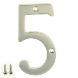 Zhong Hardware A200 4 Inch Brass Matt Nickel Plated House Number 5/ZhongWang Hardware A200 Número de casa de latón niquelado mate de 4 pulgadas 5
