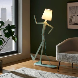 HROOME Unique Mini Wood Floor Lamp for Living Room Bedroom Office Farmhouse - Cute Corner Decorative Reading Standing Light Creative Swing Arm Arc Design Gift for Kids Room (Green Mini)