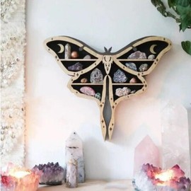 Wooden Gothic Crystal Display Décor Shelf Essentials Storage - Style: Butterfly