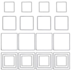 Hobbspring 60 Pieces 3 Sizes Stainless Steel Hollow Square Pendant Cube Open Bezel Blank Connecting Rings Square Frame Connection Pendant for Jewellery Craft Sets DIY