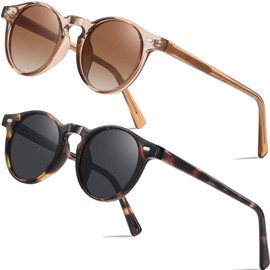 Perfectmiaoxuan Polarised Sunglasses Men Women for Driving Cycling Fishing Summer Travel Holiday Lightweight TR90 Retro Rectangular Aviator Glasses UV Protection, 【a】2 pack (black + gradual brown)