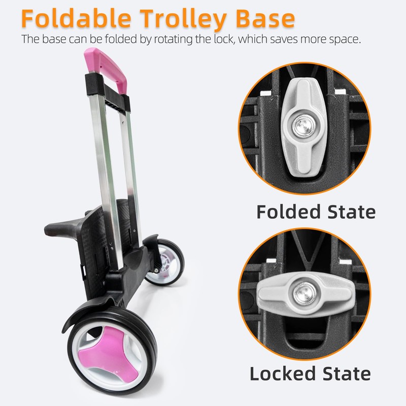 Rolling Backpack Trolley Cart with Stair-Climbing Quiet Wheels,Foldable Aluminum Frame,Adjustable