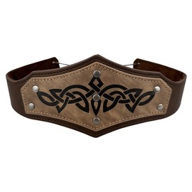 HOEACXY Medieval Renaissance Accessories Faux Leather Viking Headpiece Costume Leather Circlet Warrior Crown for Men Women