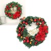 Christmas Wreath Snow Pine Cone Xmas Ball Wreath for Indoor