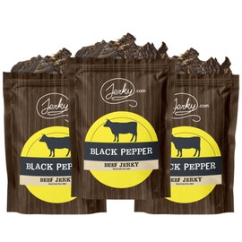 Jerky.com All Natural Black Pepper Beef Jerky - No Added Preservatives, No MSG or Nitrates - Bold & Peppery, 100% Lean Beef (2.5 Ounce, Pack of 3)