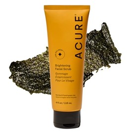 Acure | Exfoliante facial iluminador de arcilla verde y alga marina | Iguala el tono y la textura de la piel, 118 ml