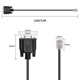GINTOOYUN DB9 to RJ11 Cable DB9 Pin Female Plug to RJ11/RJ12 6P4C Telephone Crystal Male Plug RS232 Adapter Debugging Cable for APC,UPS,Telephone,Industrial Control Computer,etc(5.9FT) (6P4C)
