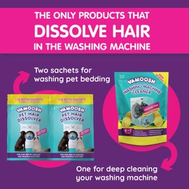Vamoosh Vamoosh Pet Hair Dissolver (2x 100g Sachet) & Vamoosh 6-in-1 Washing Machine Cleaner (1x 150g Sachet) Bundle, Removes Hair, Cleans Pet Bed & Machine, 3 Washes