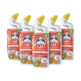 WC-Ente Total Aktiv Gel, Fl√ºssiger WC Reiniger antibakteriell, Toilettenreiniger, Mango Verse, 5er Pack (5 x 750 ml)