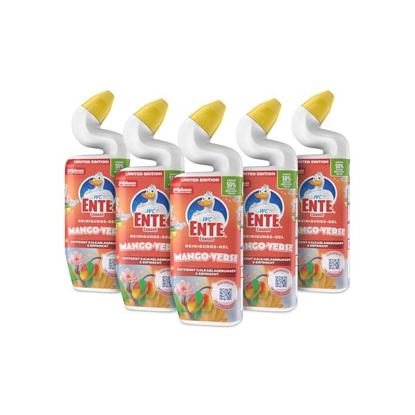 WC-Ente Total Aktiv Gel, Fl√ºssiger WC Reiniger antibakteriell, Toilettenreiniger, Mango