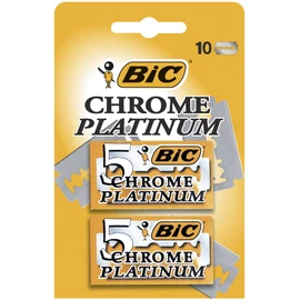 BIC Chrome Platinum, Double Edge Safety Razor, Disposable Single Blades, Stainless Steel, Pack of 10