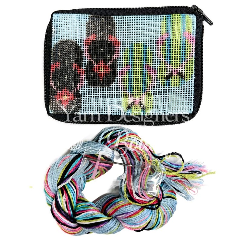 Stitch & Zip Coin Purse Kits, Cross Stitch Bright Hibiscus