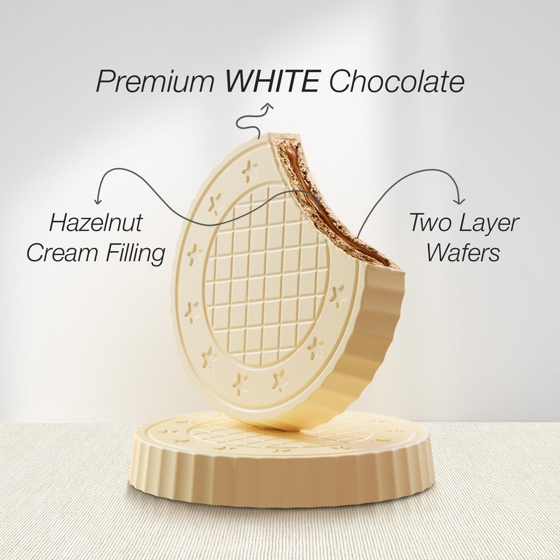 Fiorella Crunch Wafer Cookies, White Chocolate Covered Crispy Thin Crunch