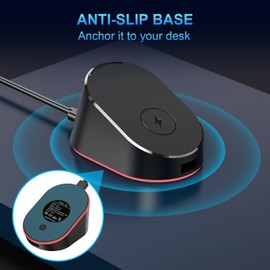 Soarking Compact Magnetic Computer Mouse Charging Dock R3 for Razer Basilisk V3 Pro, Cobra Pro, Naga V2 Pro, Auto Shut-Off, Switch LED Charge Status, Anti-Slip Base, 6.6ft Cable