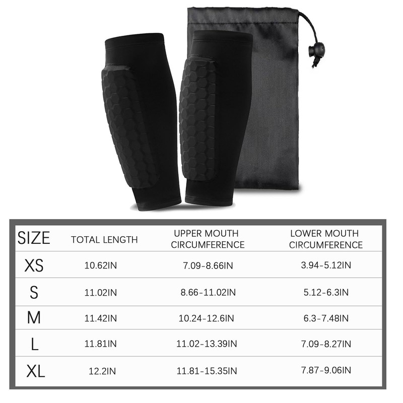 MUNSKT Shin Guards,Shin Pad Sleeves,Shindefender Compression Sleeve with Honeycomb Pads,Breathable,Lightweight,Washable,for